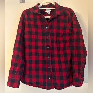 Slightly fitted red LL Bean Flannel
